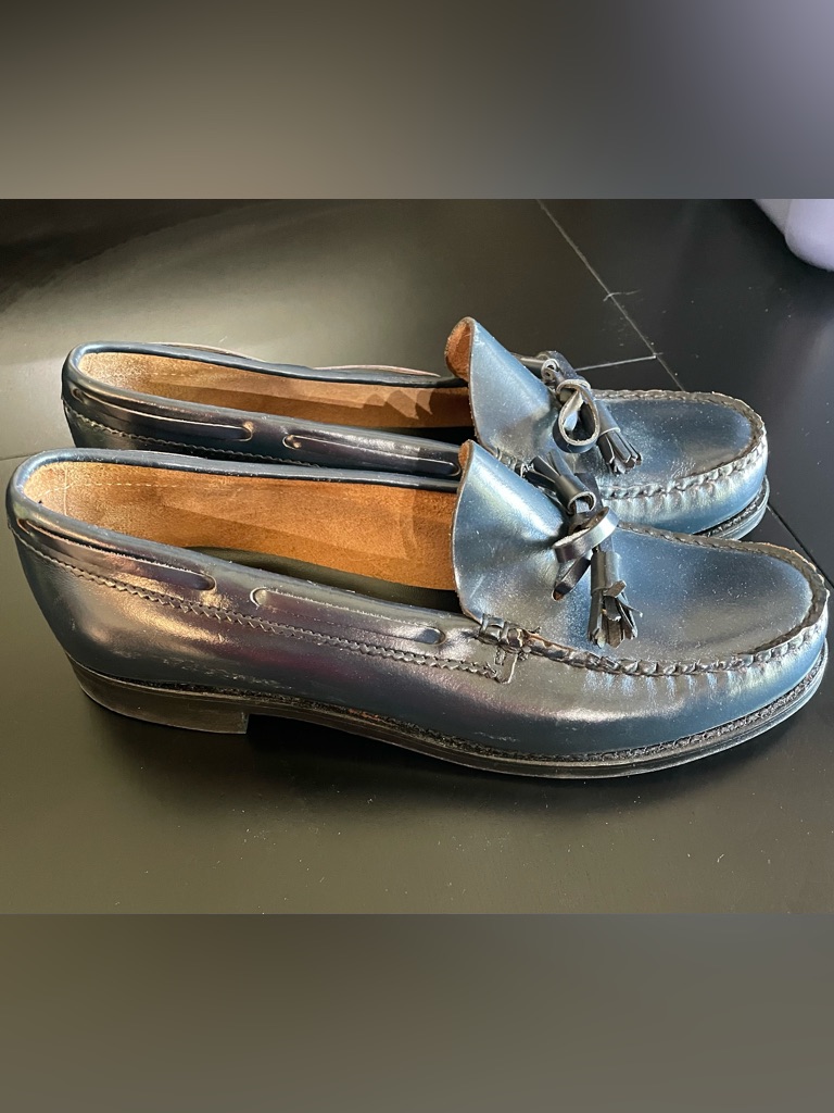 Bass Weejun Tassel Loafers Leather 1970s 10b Us Made Ladies Navy Shoes Boat